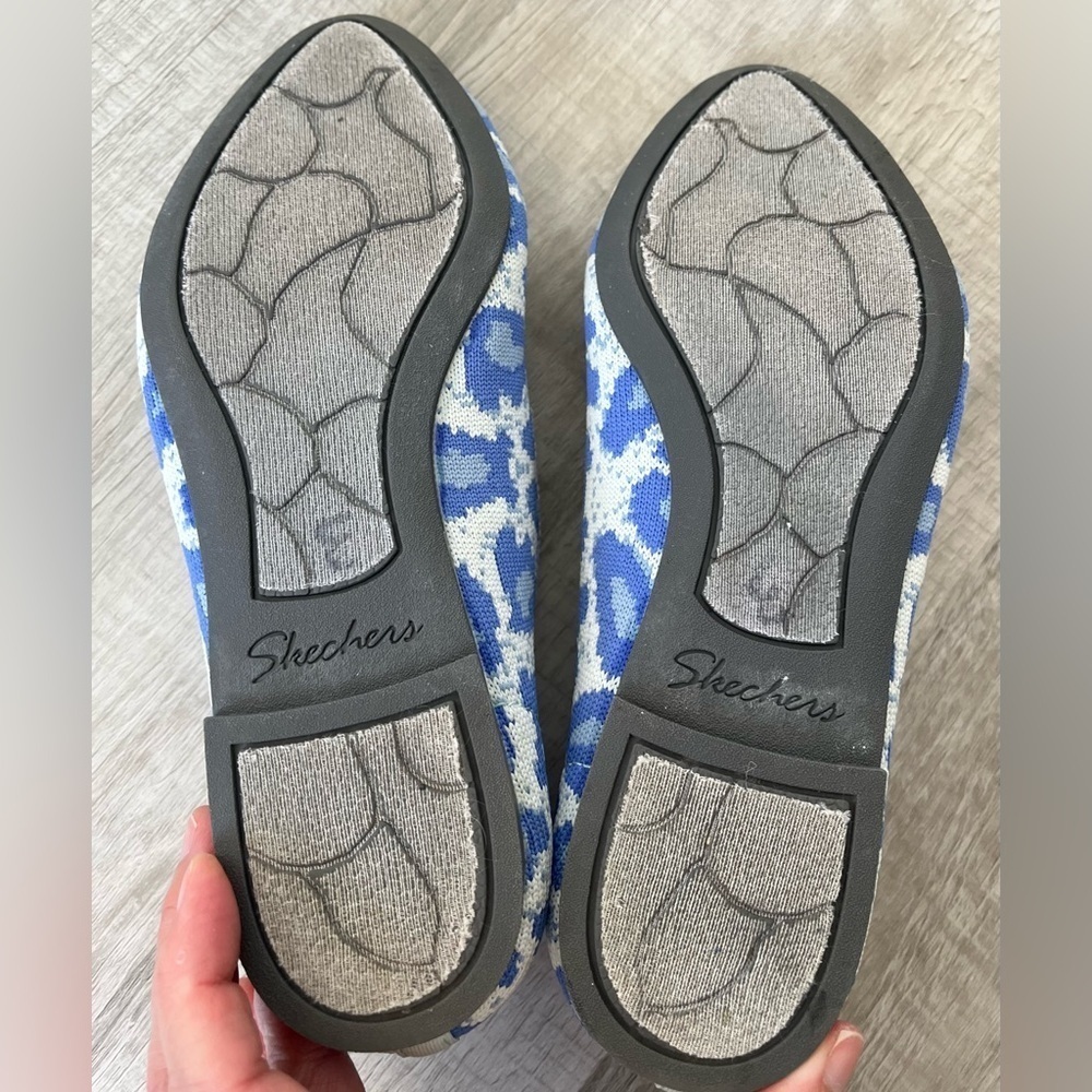 Skechers Womens Sz 5 Leopard Print Washable Knit Slip On Cleo Claw-Some Blue - Picture 4 of 13